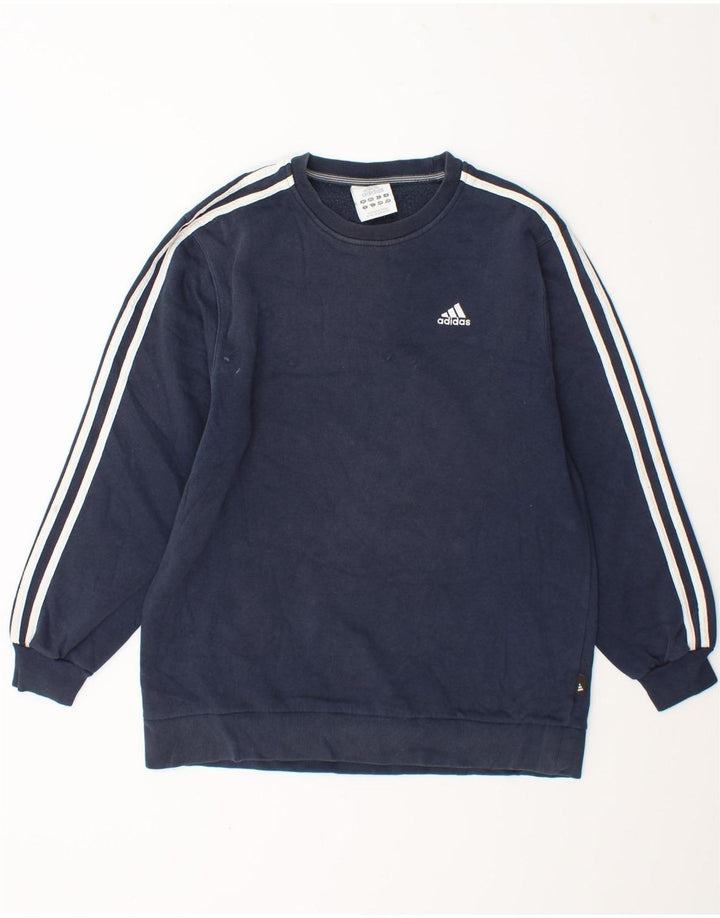 Felpa Adidas da uomo maglione piccolo blu navy in cotone