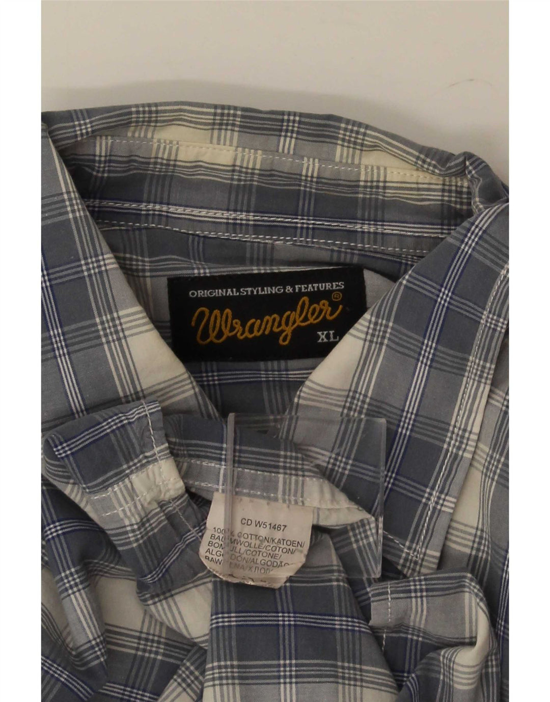 Camicia da uomo Wrangler XL in cotone a quadri blu