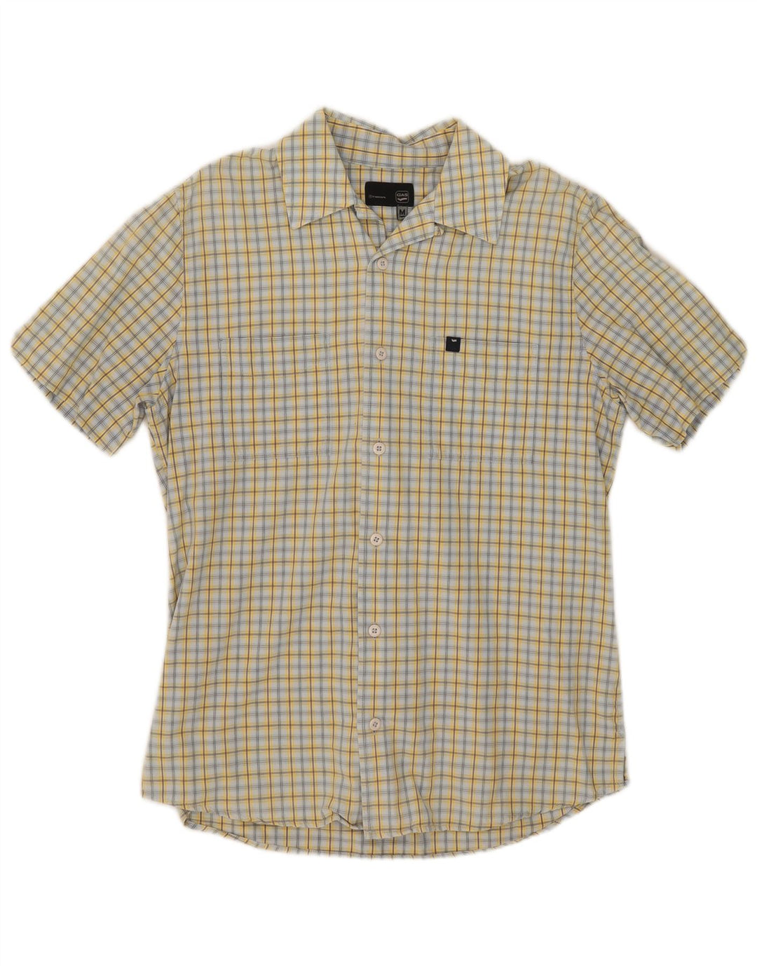 Camicia a maniche corte da uomo Gas in cotone a quadri giallo medio