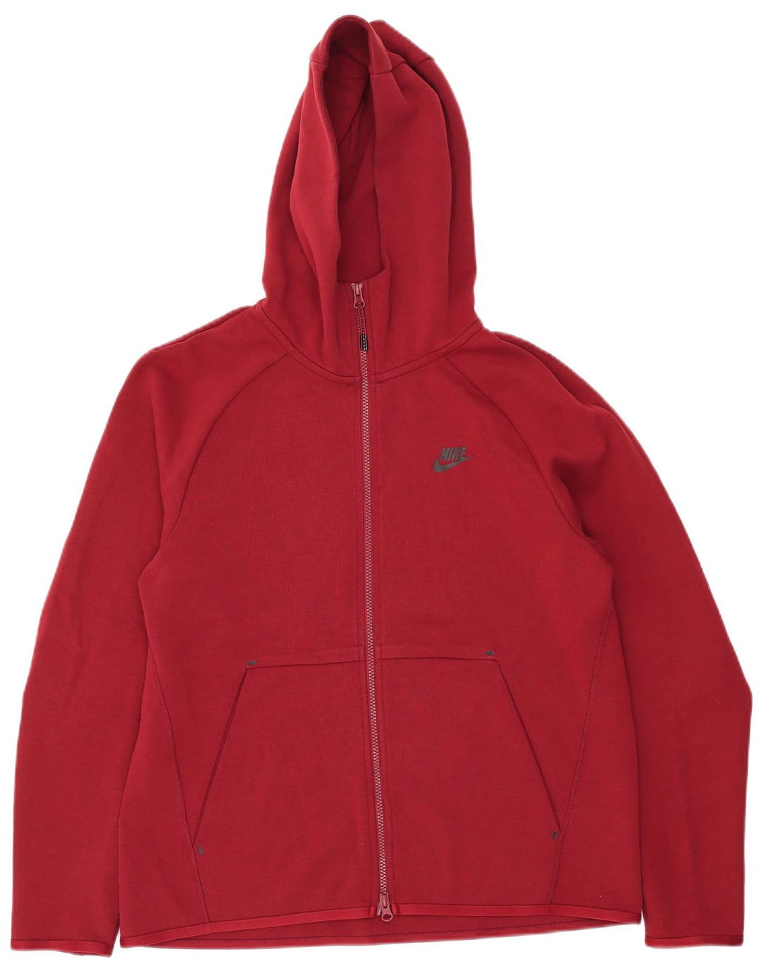 Felpa con cappuccio e zip Nike da uomo in cotone rosso medio