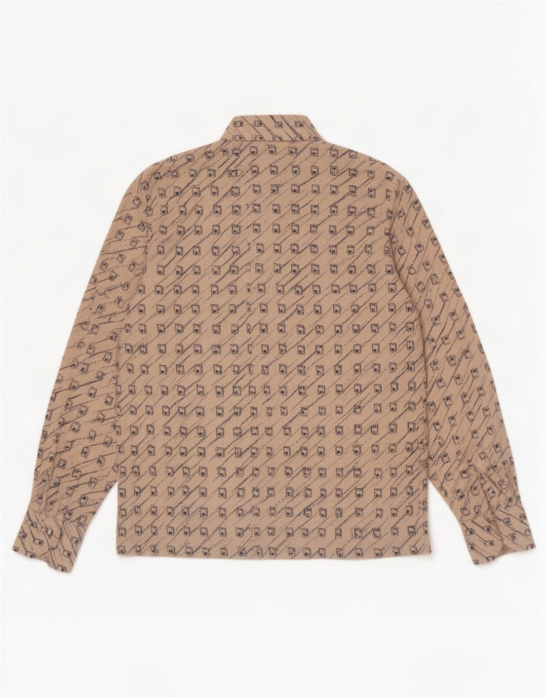 Camicia pullover vintage da donna UK 12 Beige medio geometrico