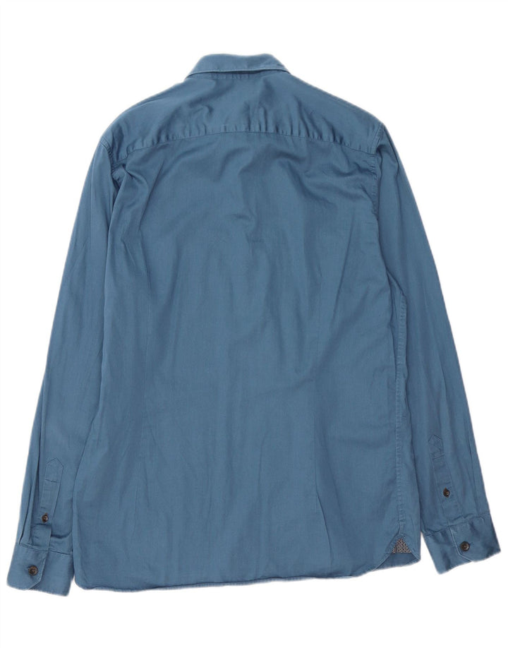 Camicia da uomo Ted Baker taglia 4 grande cotone blu