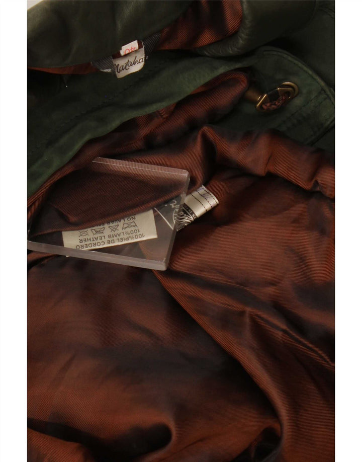 Cappotto oversize in pelle vintage da donna EU 40 verde medio