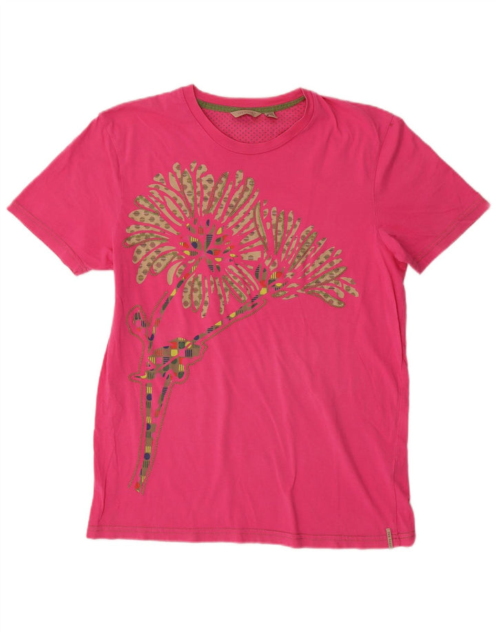 T-shirt grafica da donna Ted Baker taglia 3 in cotone floreale rosa medio