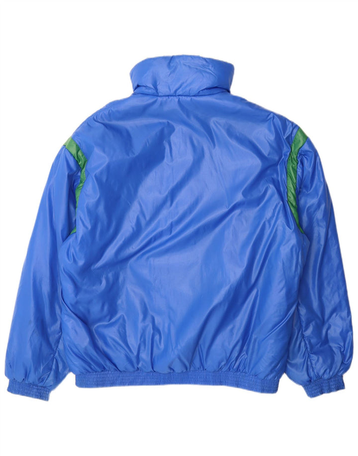 Giacca imbottita vintage da uomo IT 52 XL Blu Colourblock in poliammide