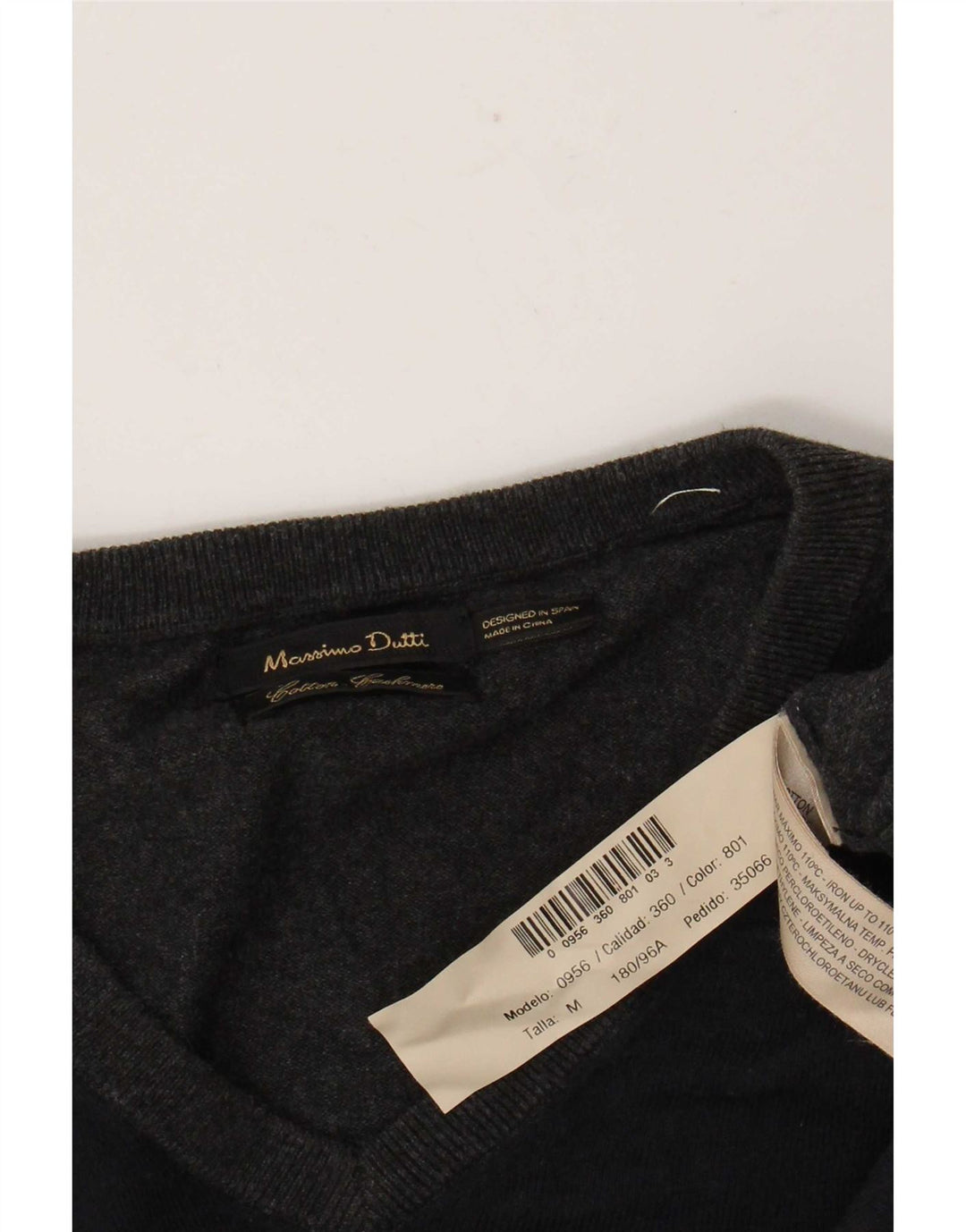 Massimo Dutti Maglione da uomo con scollo a V in cotone color block grigio medio