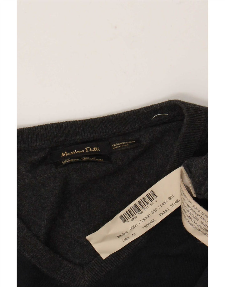 Massimo Dutti Maglione da uomo con scollo a V in cotone color block grigio medio