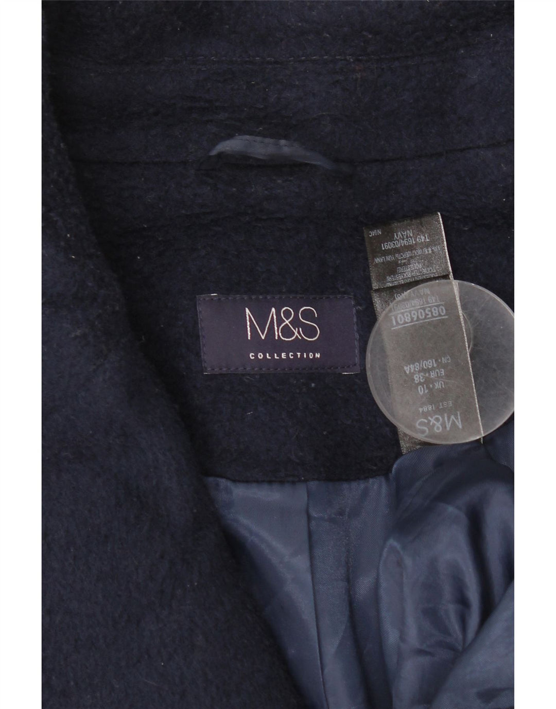 Soprabito oversize da donna Marks & Spencer UK 10 piccolo poliestere blu navy