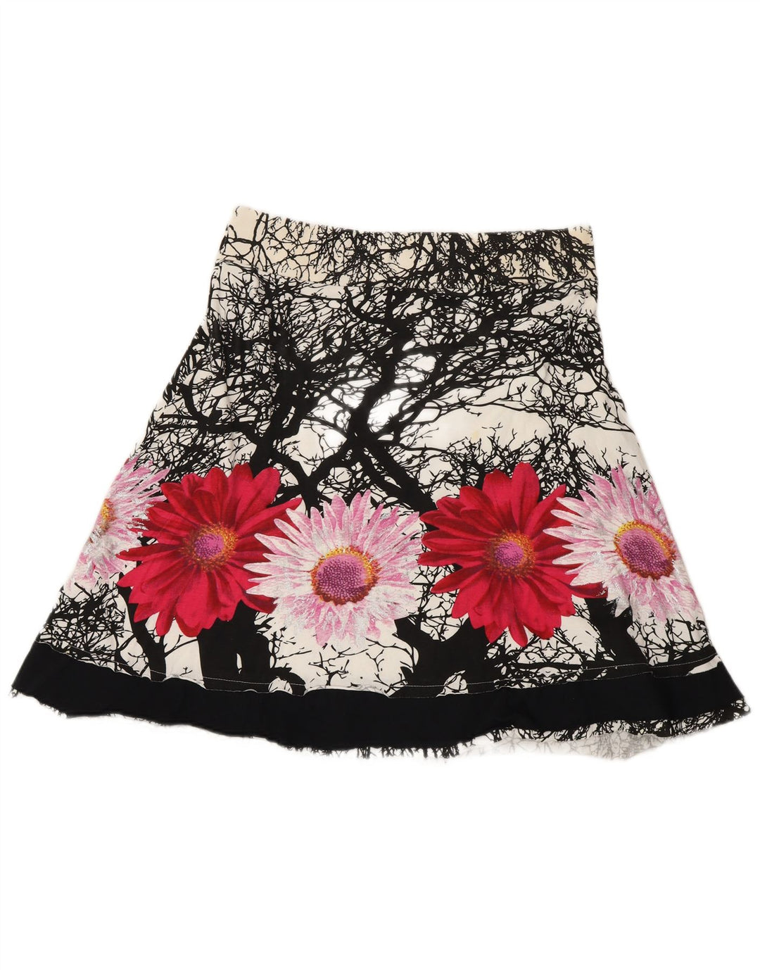 Gonna a trapezio da donna vintage media W30 in cotone floreale multicolore