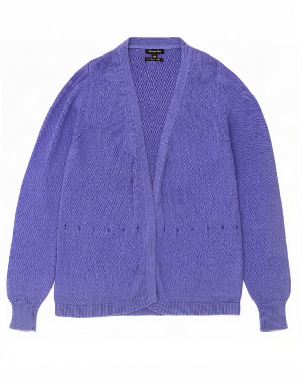 Massimo Dutti Womens Open Cardigan Sweater UK 18 XL Blue Cotton
