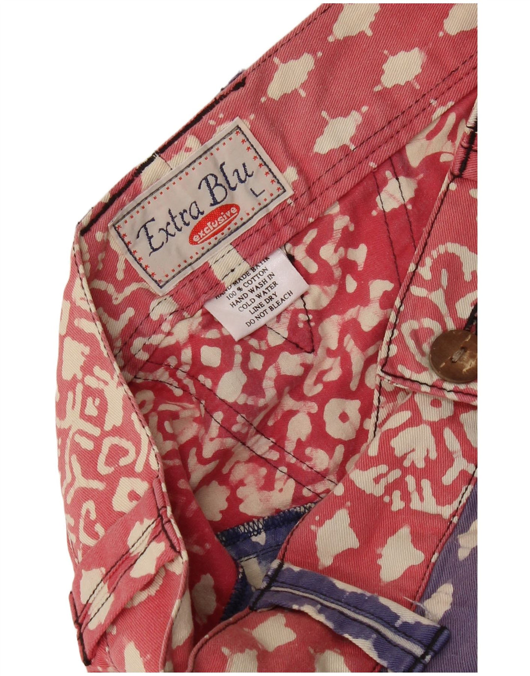 Gonna a tubino in denim con motivo astratto vintage da donna grande W28 in cotone blu