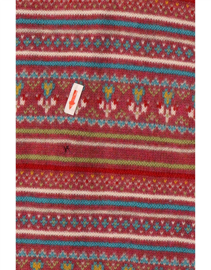 Maglione cardigan da donna Stefanel UK 14 lana Fair Isle rossa media