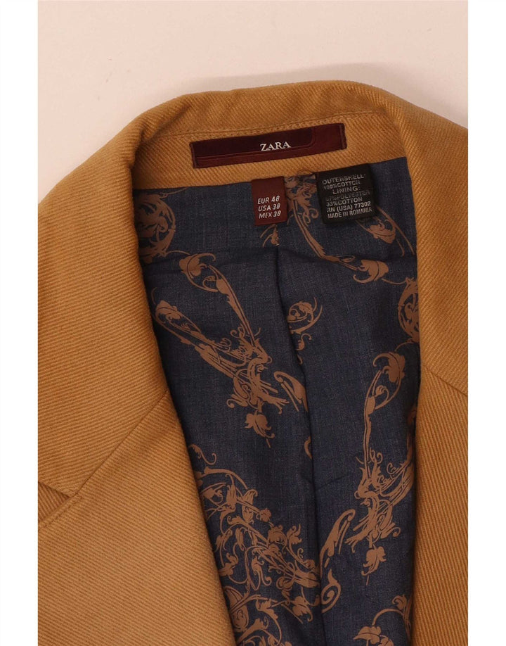 Giacca blazer da uomo a 2 bottoni Zara EU 48 cotone marrone medio