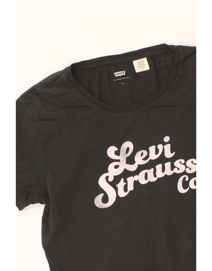 LEVI'S Womens Graphic T-Shirt Top UK 10 Small Grey Cotton Vintage Levi's and Second-Hand Levi's from Messina Hembry 