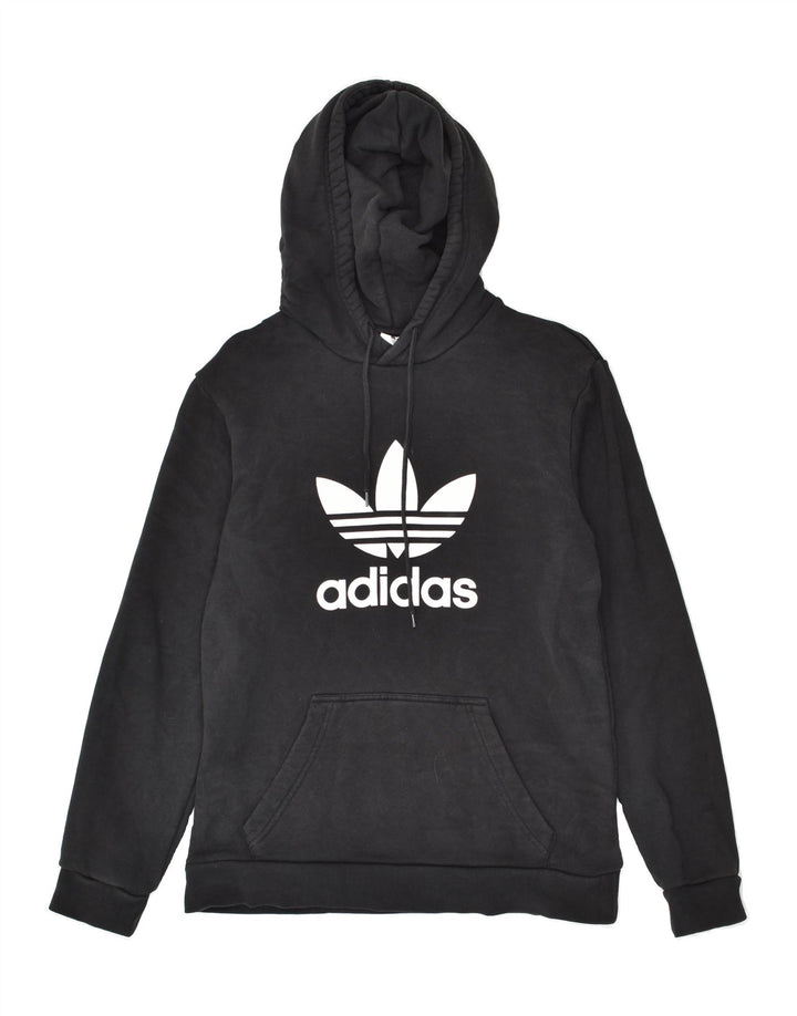 ADIDAS Mens Graphic Hoodie Jumper XS Black Cotton | Vintage Adidas | Thrift | Second-Hand Adidas | Used Clothing | Messina Hembry 