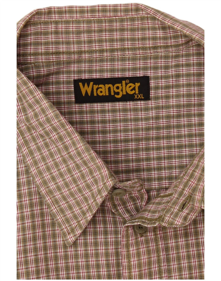 Camicia a maniche corte da uomo WRANGLER 2XL Khaki Gingham