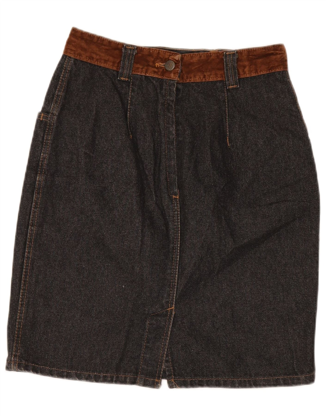 Gonna di jeans a vita alta da donna STEFANEL IT 46 Large W28 Cotone grigio