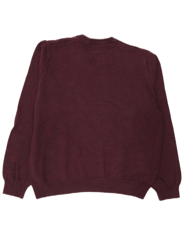 Maglione maglione con scollo a V da donna Marks & Spencer UK 14 Bordeaux medio