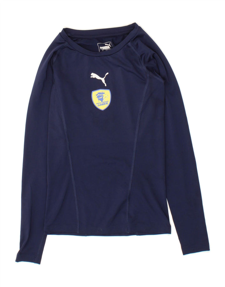 PUMA Boys Graphic Top Long Sleeve 11-12 Years Navy Blue Polyester Vintage Puma and Second-Hand Puma from Messina Hembry 