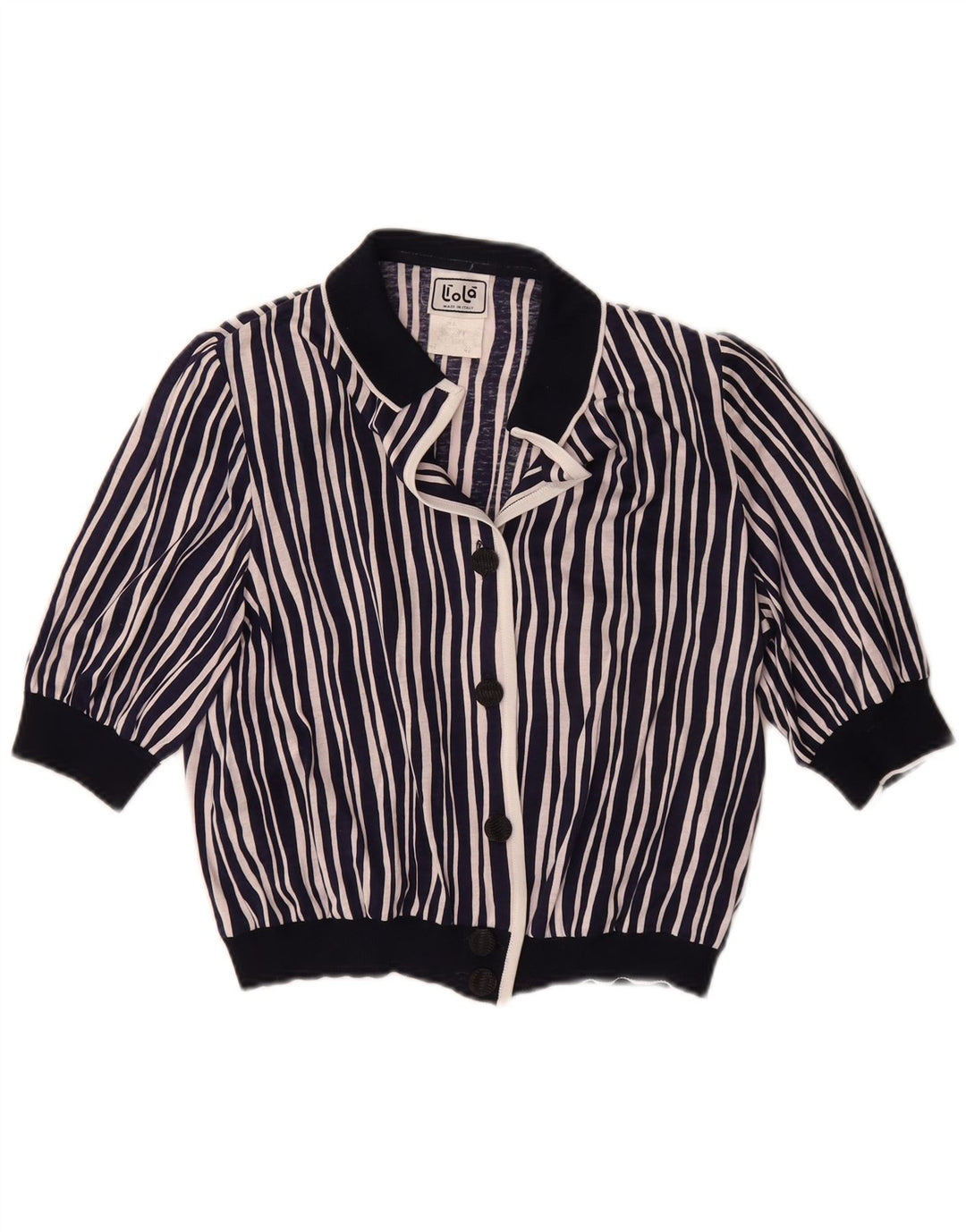 Liola Camicetta corta da donna a maniche corte IT 42 Blu navy medio a righe