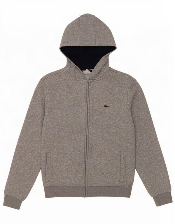 Maglione con cappuccio e zip per ragazzi Lacoste 13-14 anni in cotone mélange grigio