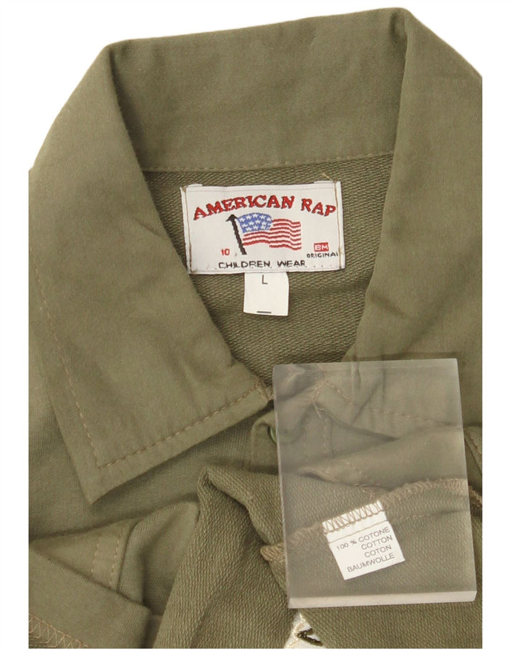 Camicia grafica da donna VINTAGE US 10 grande cotone kaki