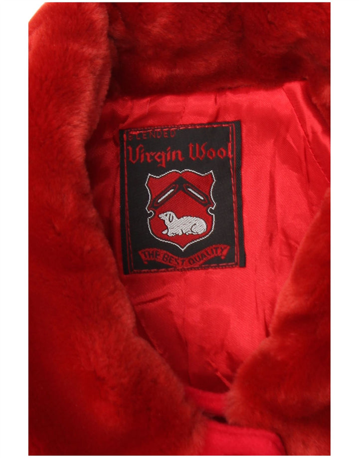 Soprabito da donna vintage UK 20 2XL Lana vergine rossa