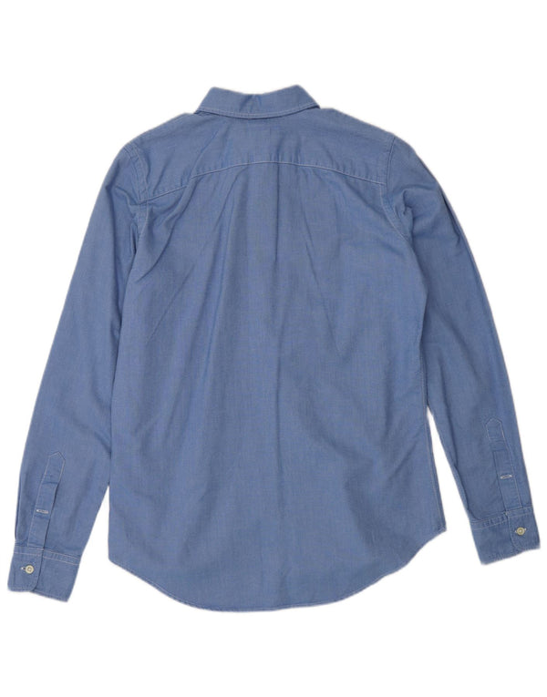 Camicia slim fit da donna Ralph Lauren US 6 cotone blu medio