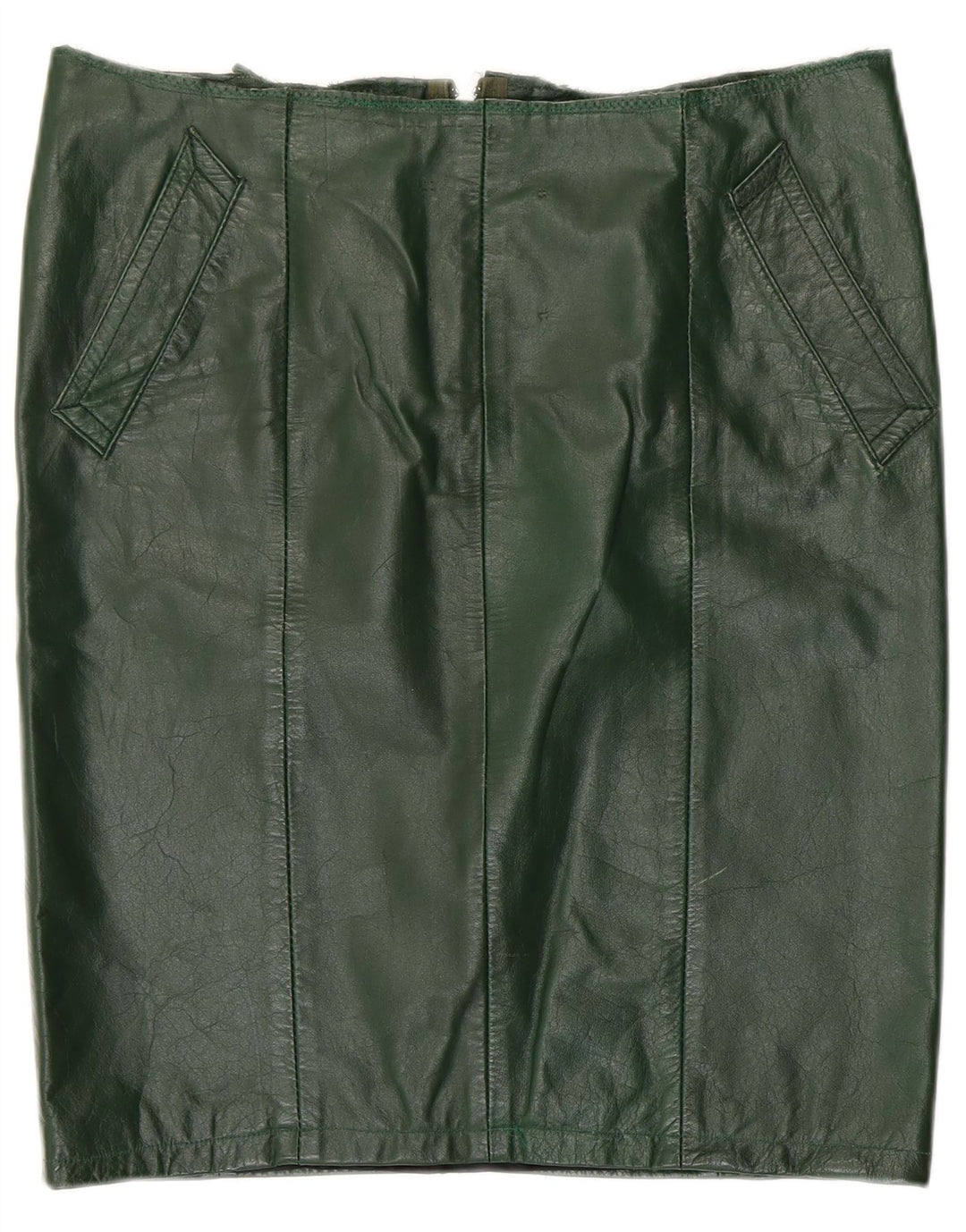 Gonna in pelle da donna VINTAGE W36 XL Verde