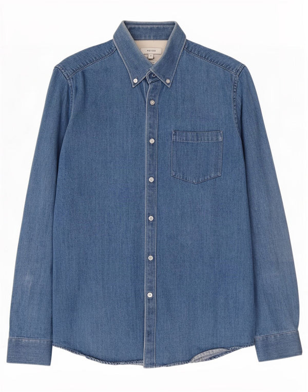 Camicia in denim slim fit da uomo Reiss piccola in cotone blu