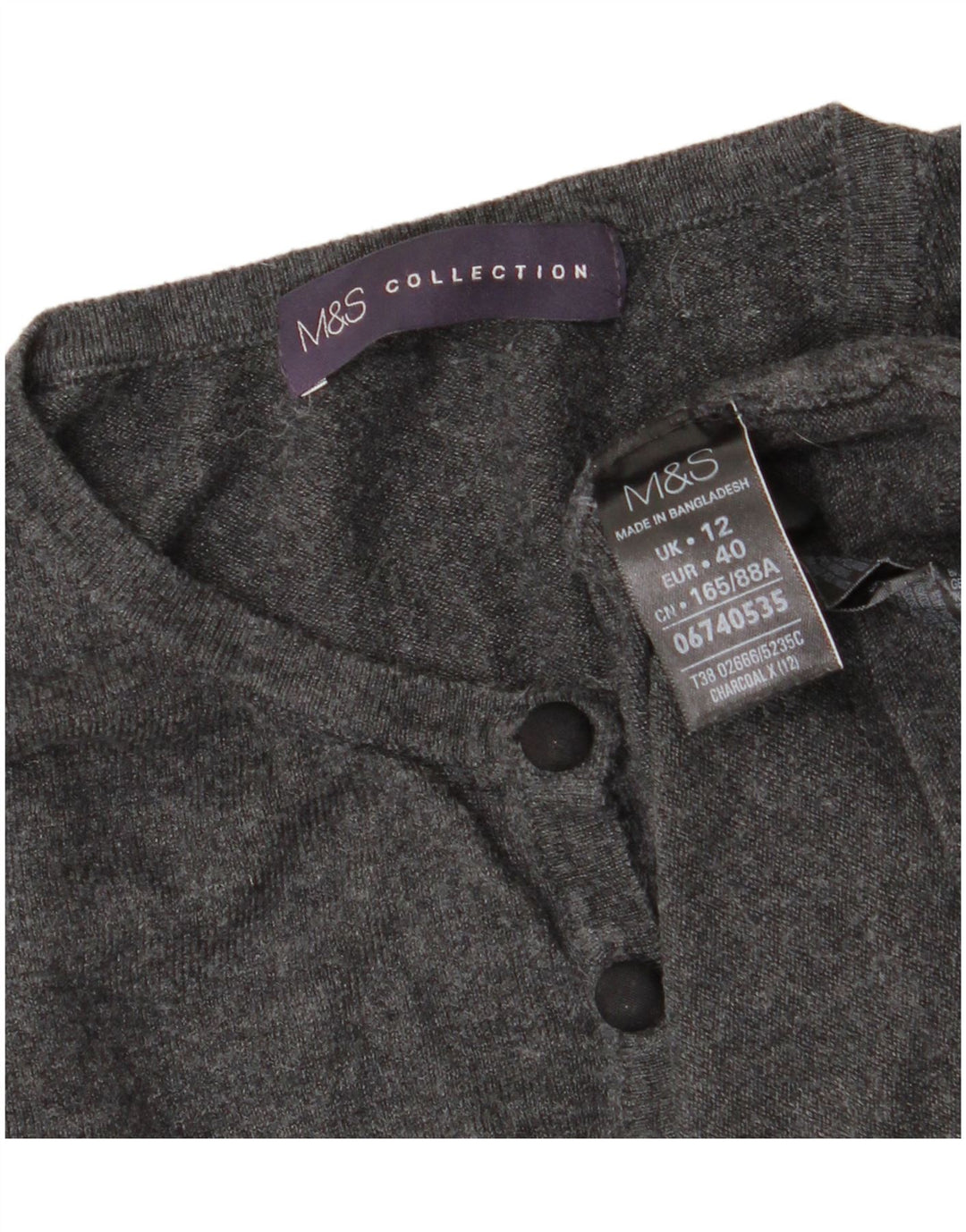 MARKS & SPENCER Maglione cardigan corto da donna UK 12 Grigio medio floreale