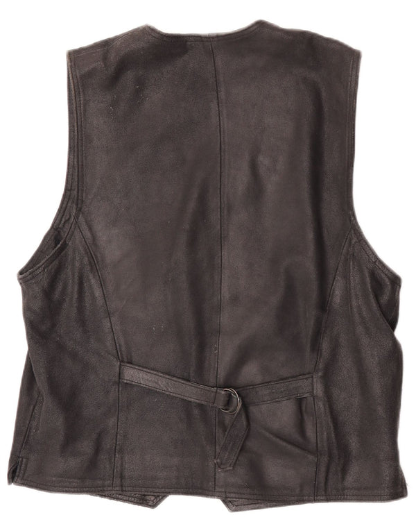 Gilet vintage da uomo in pelle scamosciata IT 48 medio in pelle nera