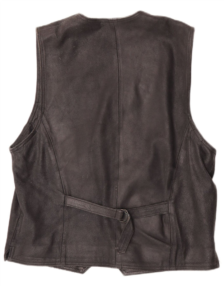 Gilet vintage da uomo in pelle scamosciata IT 48 medio in pelle nera