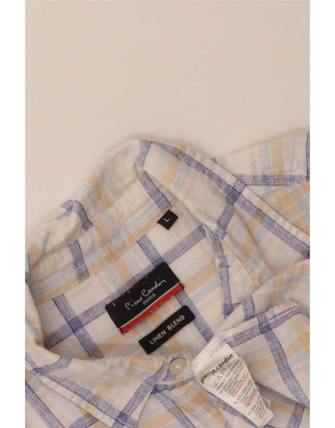 Camicia a maniche corte da uomo Pierre Cardin, cotone a quadri bianchi grandi