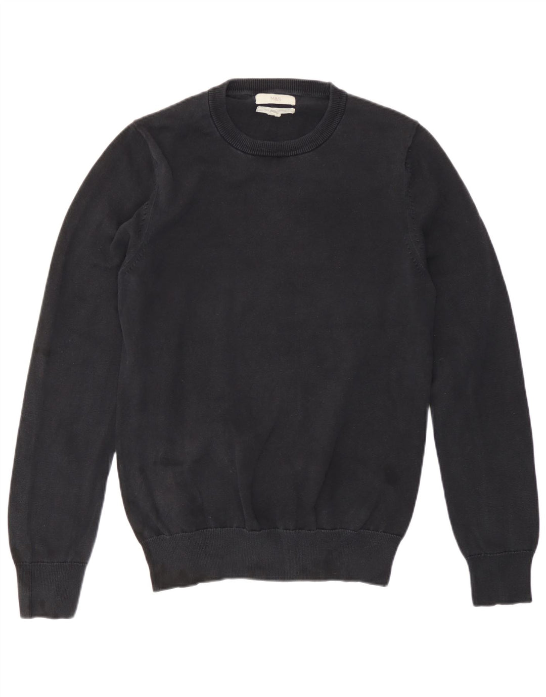 Maglione maglione girocollo da uomo Marks & Spencer piccolo in cotone blu navy