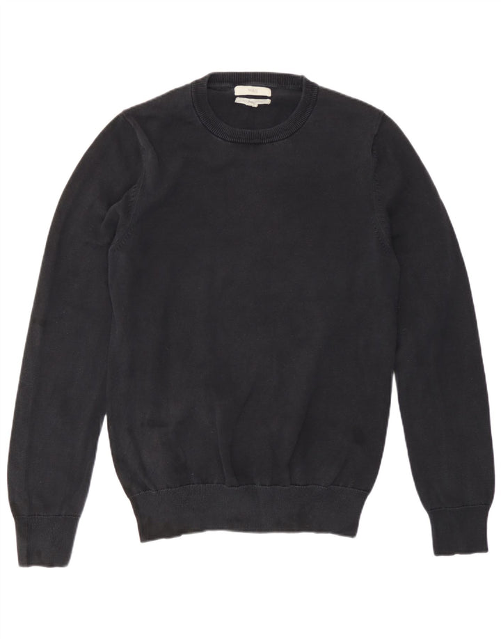Maglione maglione girocollo da uomo Marks & Spencer piccolo in cotone blu navy