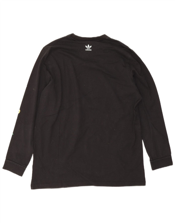 Adidas Donna Graphic Top Manica Lunga UK 14 Medio Nero Cotone