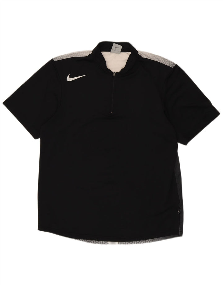 T-shirt NIKE Dri Fit da uomo UK 39/41 poliestere maculato nero medio