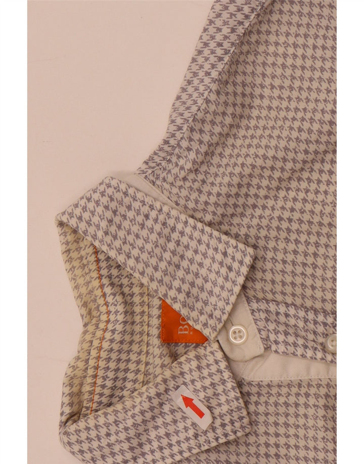 Camicia slim fit da uomo Hugo Boss piccola pied de poule bianca