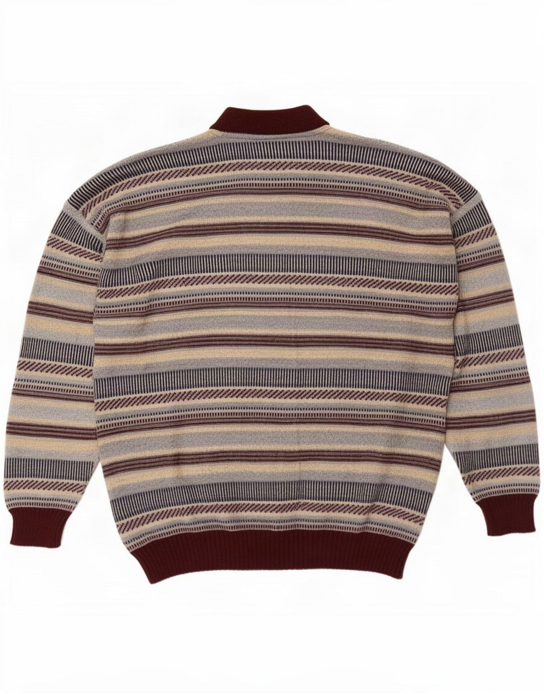 Maglione vintage da uomo girocollo a righe grandi multicolore