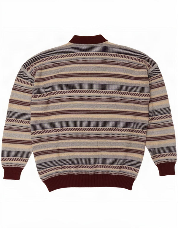 Maglione vintage da uomo girocollo a righe grandi multicolore