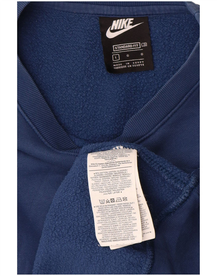 NIKE Felpa da uomo con vestibilità grafica standard, maglione grande, cotone blu