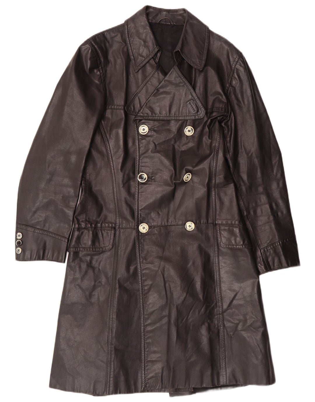 Cappotto in pelle vintage da uomo IT 46 piccolo classico in pelle nera