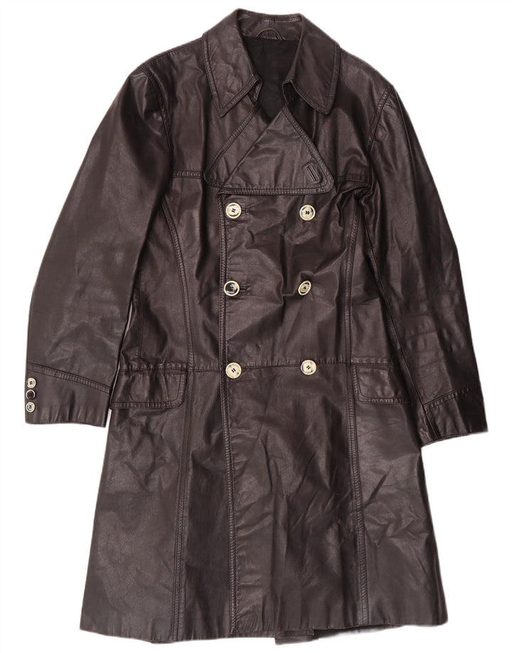 Cappotto in pelle vintage da uomo IT 46 piccolo classico in pelle nera