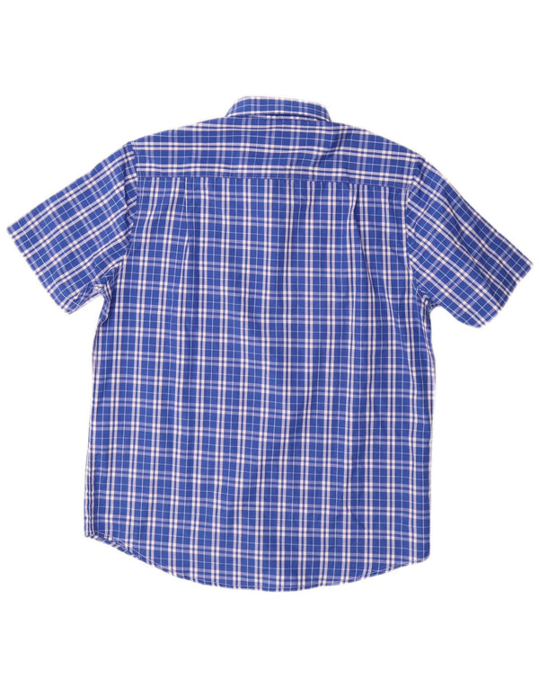 Camicia da uomo a maniche corte James Pringle Poliestere a quadri blu medio