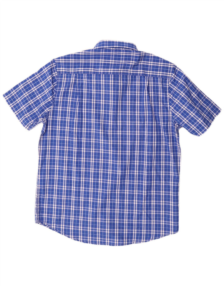 Camicia da uomo a maniche corte James Pringle Poliestere a quadri blu medio
