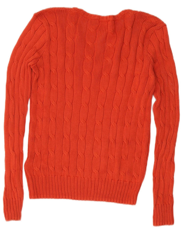 Maglione maglione con scollo a V da donna Polo Ralph Lauren UK 8 piccolo cotone rosso