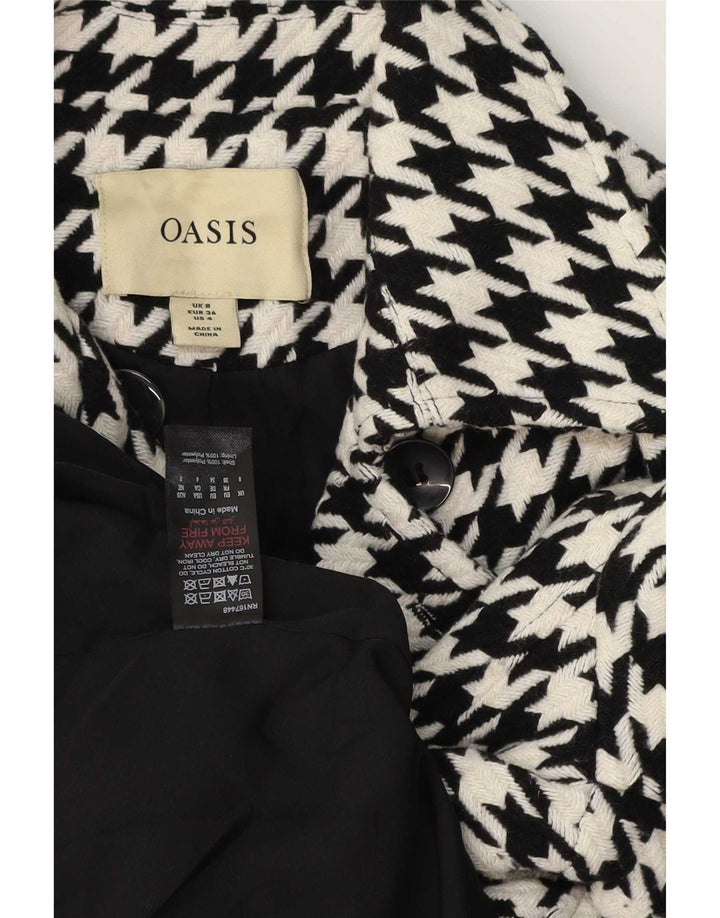 Cappotto doppiopetto da donna Oasis UK 8 piccolo poliestere pied de poule nero