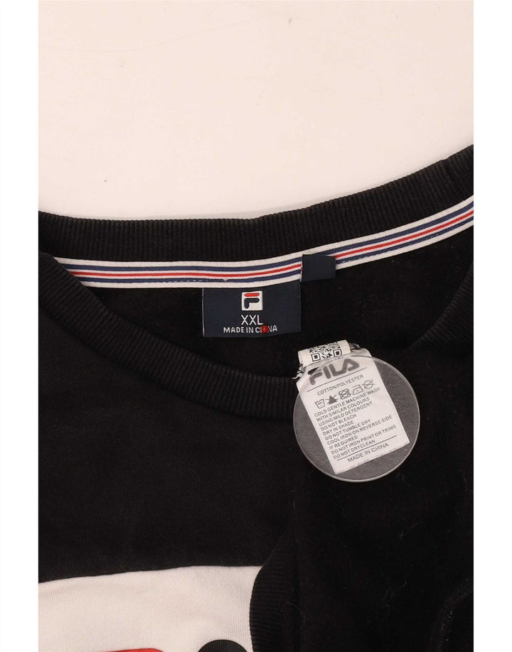 Felpa grafica da uomo Fila Maglione 2XL Cotone color block nero
