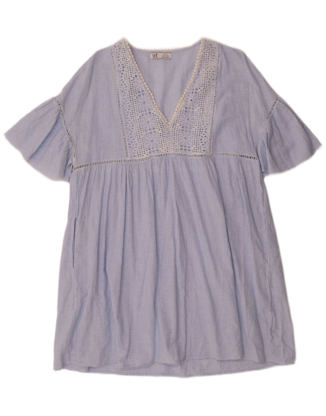 Abito a trapezio da donna ZARA UK 14 gessato blu medio